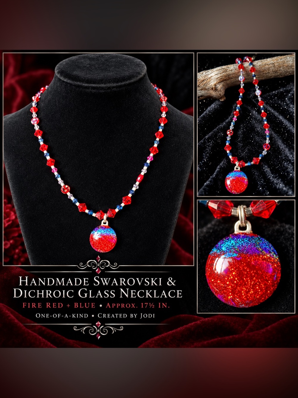 Swarovski Crystal & Dichroic Glass Necklace